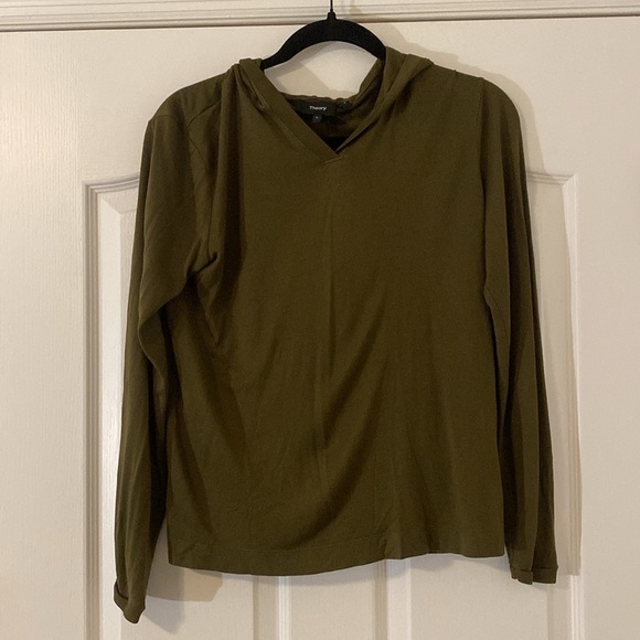 Theory | Easy Rib Hoodie | Olive Green | Size Small - Picture 5 of 8